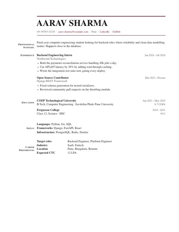 Editorial resume template